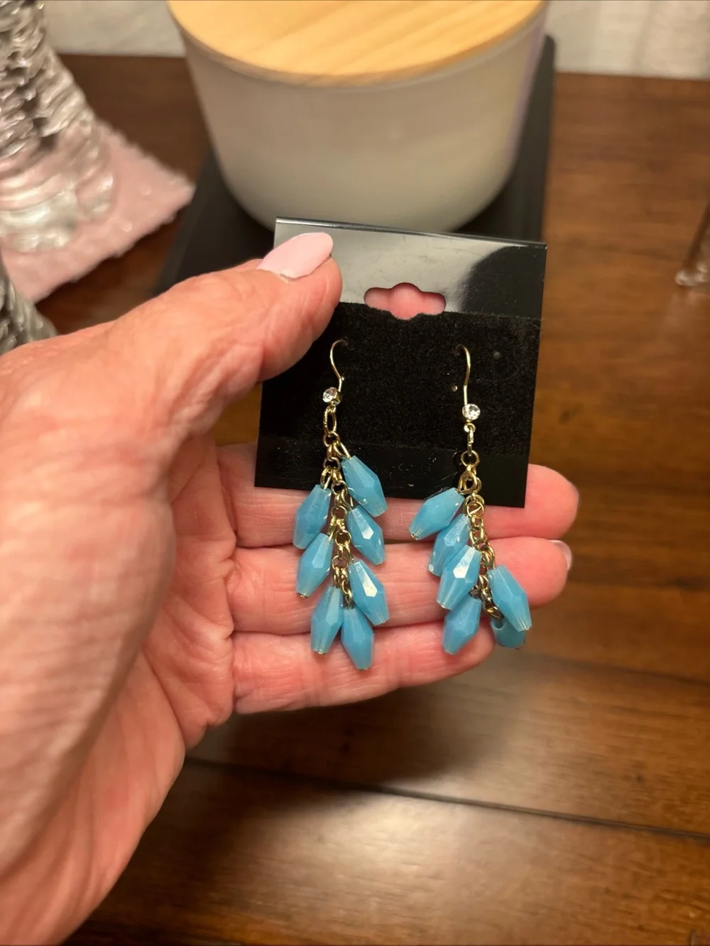 Turquoise Blue Faceted Drop Earrings - Women Jewelry